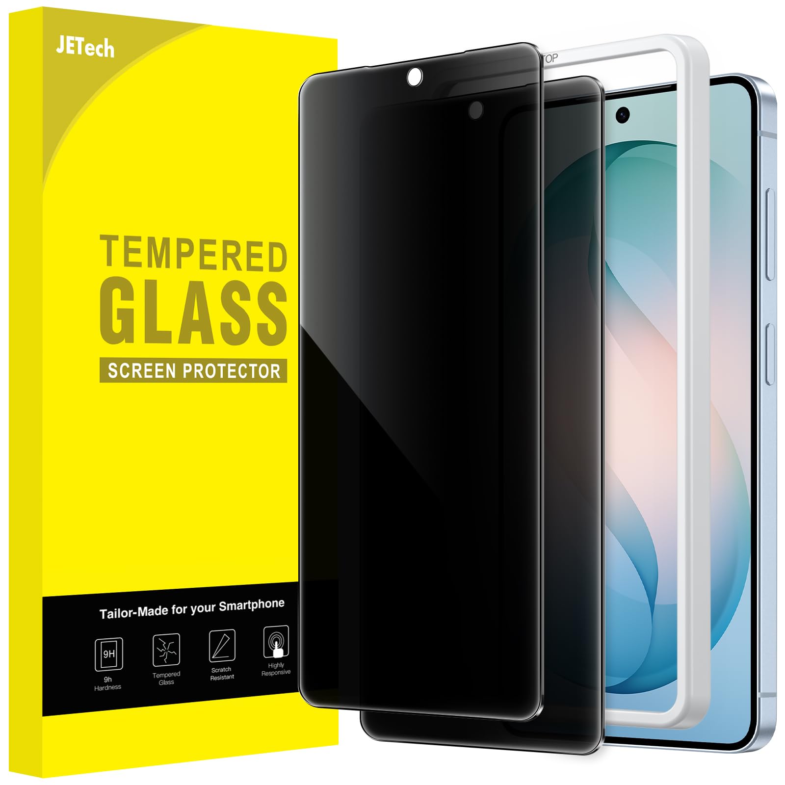 JETech Privacy Screen Protector for Samsung Galaxy S26 Plus, Anti-Spy Tempered Glass Film with Easy Installation Tool, Fingerpri