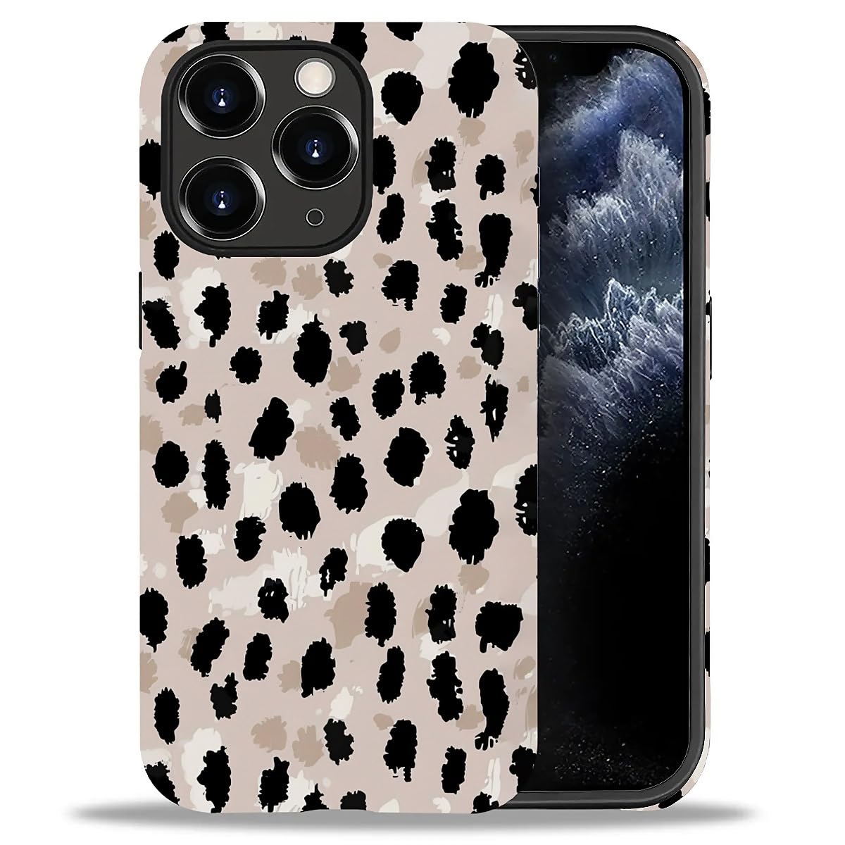 WANKBLC Compatible with iPhone 11 Pro Max Matte Case, Cute Black Brown Leopard Print Pattern for Girl Full Body Design Soft Sili
