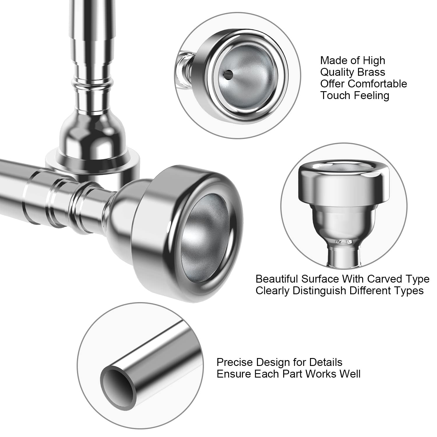 Silver Trumpet Mouthpiece 5C Trumpet Mouthpiece With Box Cleaning Cloth Compatible With Yamaha Bach Conn King Musical Instrument