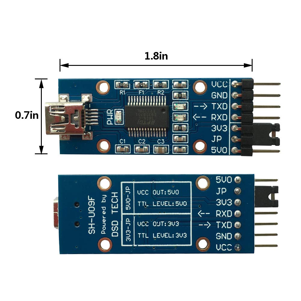 Dsd Tech Sh-U09F Usb To Ttl Adapter Support 3V3 And 5V0 Ttl Featuring Genuine Ftdi Ft232Rl Ic