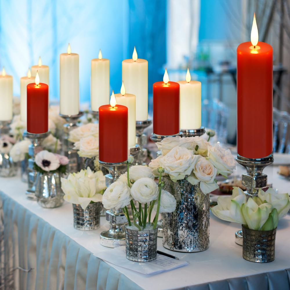 Flameless Flickering Battery Operated Candles 9Pack Real Wax Pillar Led Candles With 10 Key Remote Control And 24 Hours Timer Fo