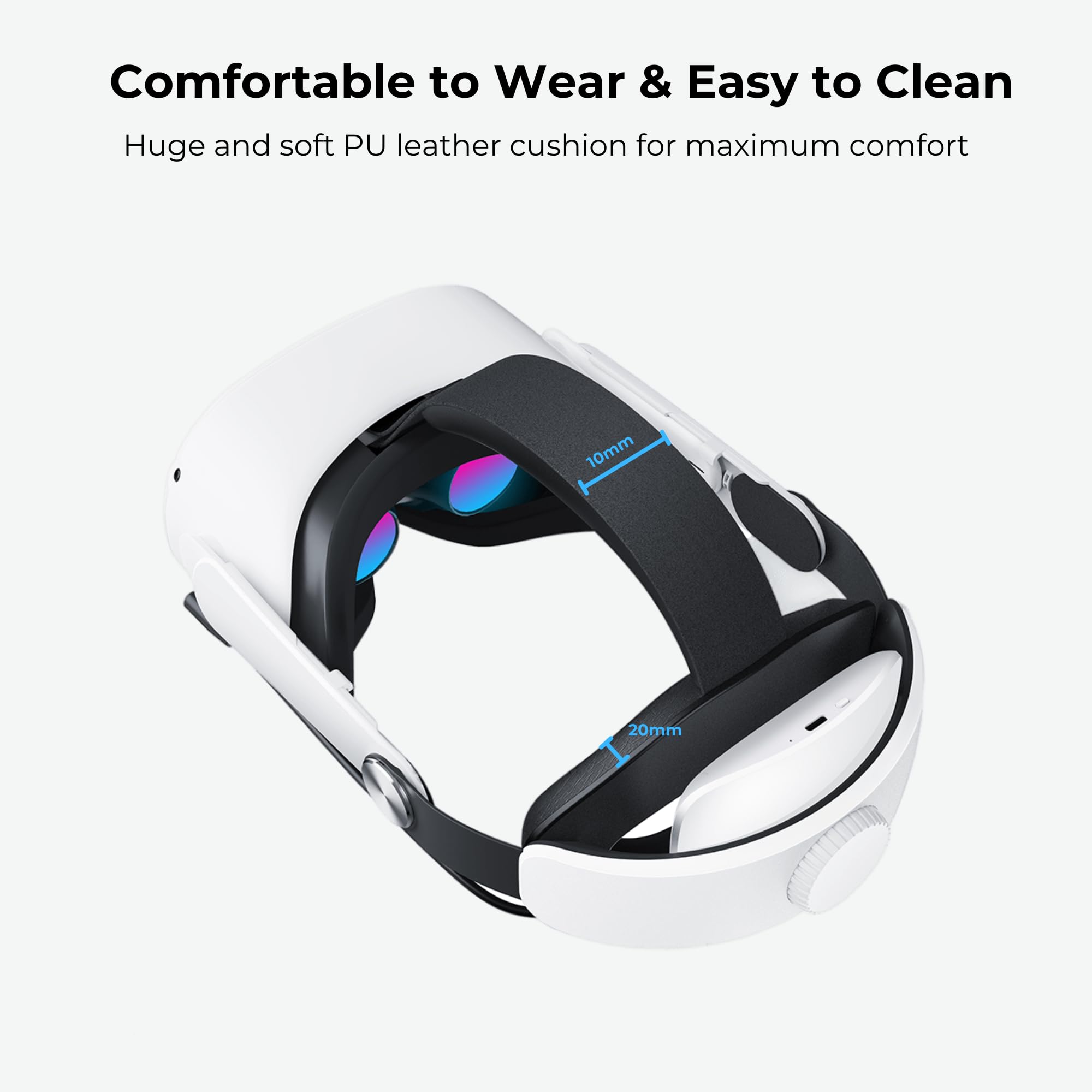 Geekvr Battery Head Strap For Quest 2 With 2 Detachable Battery, Replacement Elite Strap With Battery, Hot Swappable 5000Mah Suc