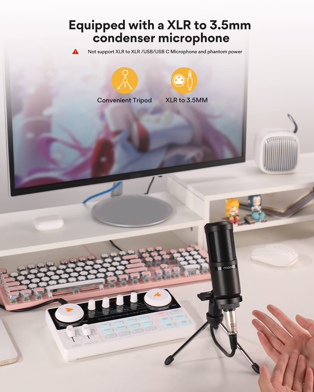 Maono Podcast Equipment Bundle Audio Mixer All In One Podcast Production Studio With 3.5Mm Microphone For Live Streaming, Podcas