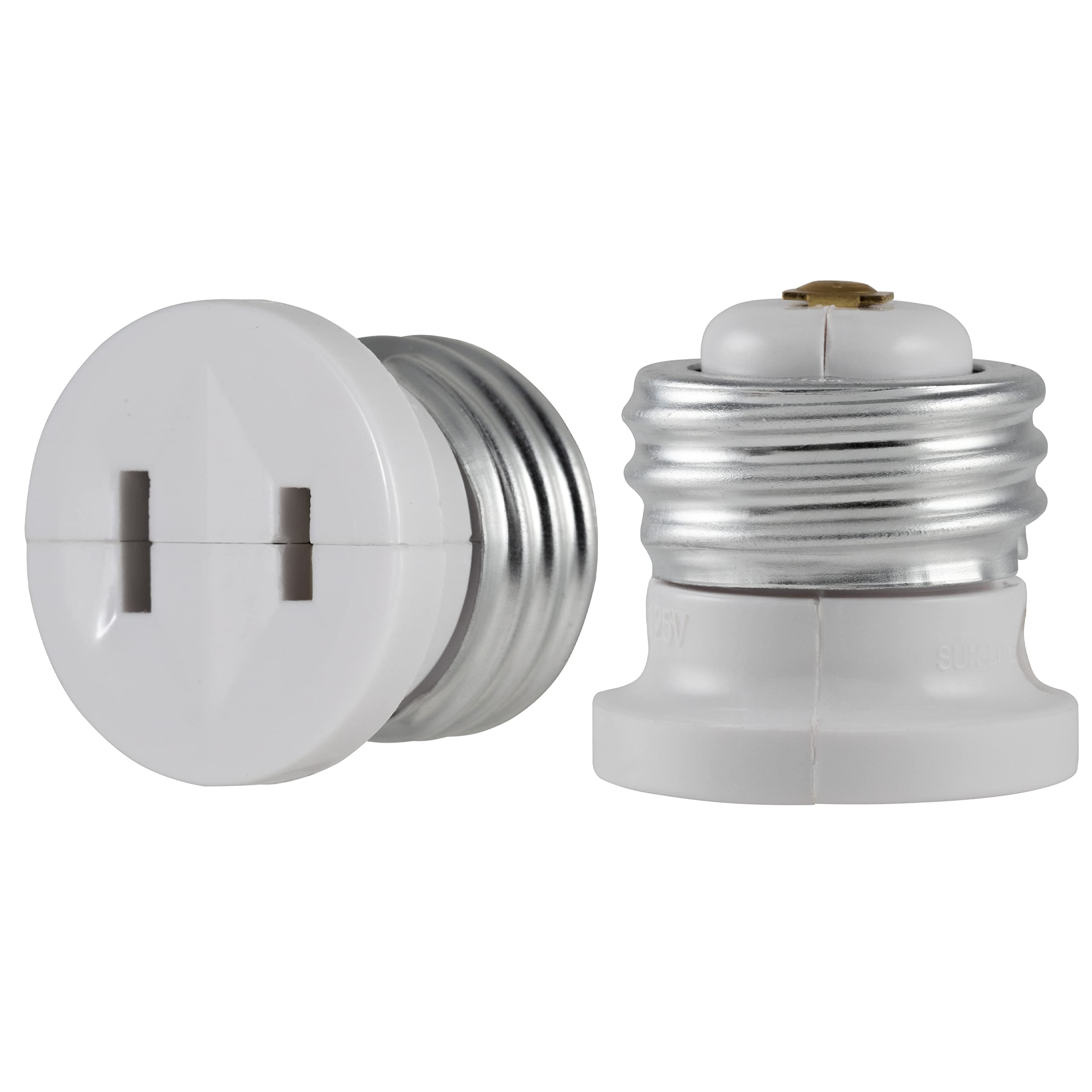 Power Gear Polarized Handy Plug, 2 Pack, Light Socket To Plug Adapter, Easy To Install, 2 Prong, Convert Light Bulb To Outlet So