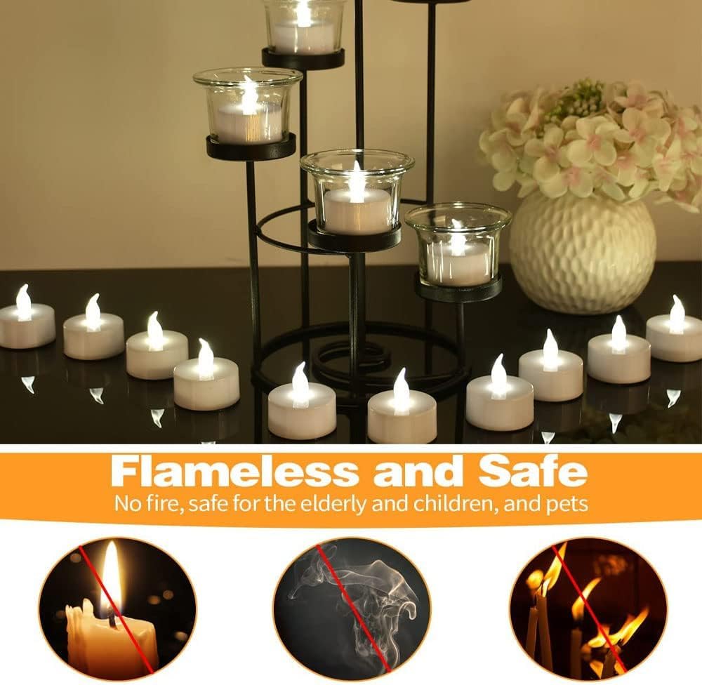 Jialine Flameless Led Tea Lights Candle With Remote Control,Long Lasting Battery Operated Led Tealight Candles With 2/4/6/8 H Ti