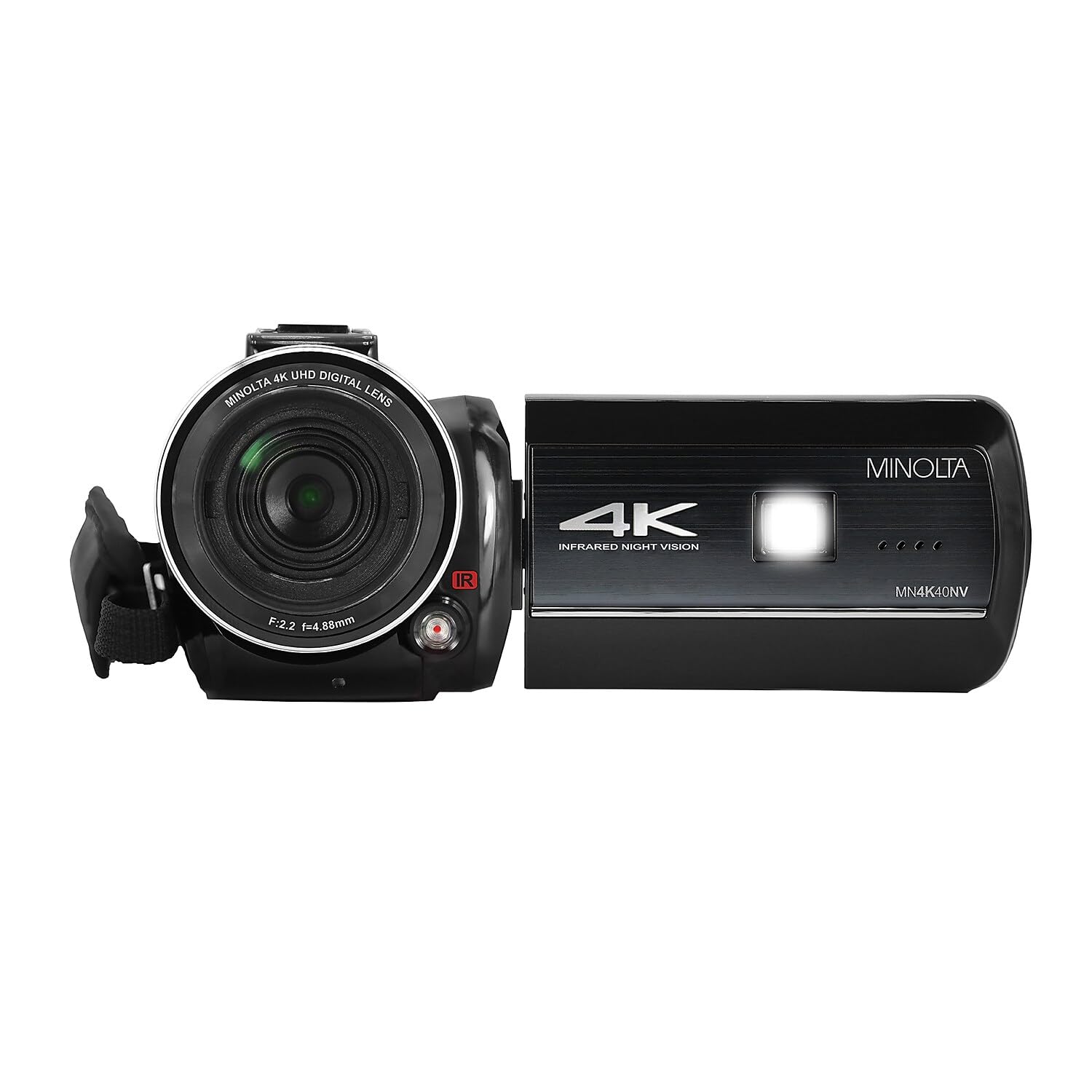 Minolta Camcorder - 4K Ultra HD Video, 30MP Photos, Night Vision, 16X Zoom, Anti-Shake, IR Sensor, Time Lapse, 3-inch Touchscree