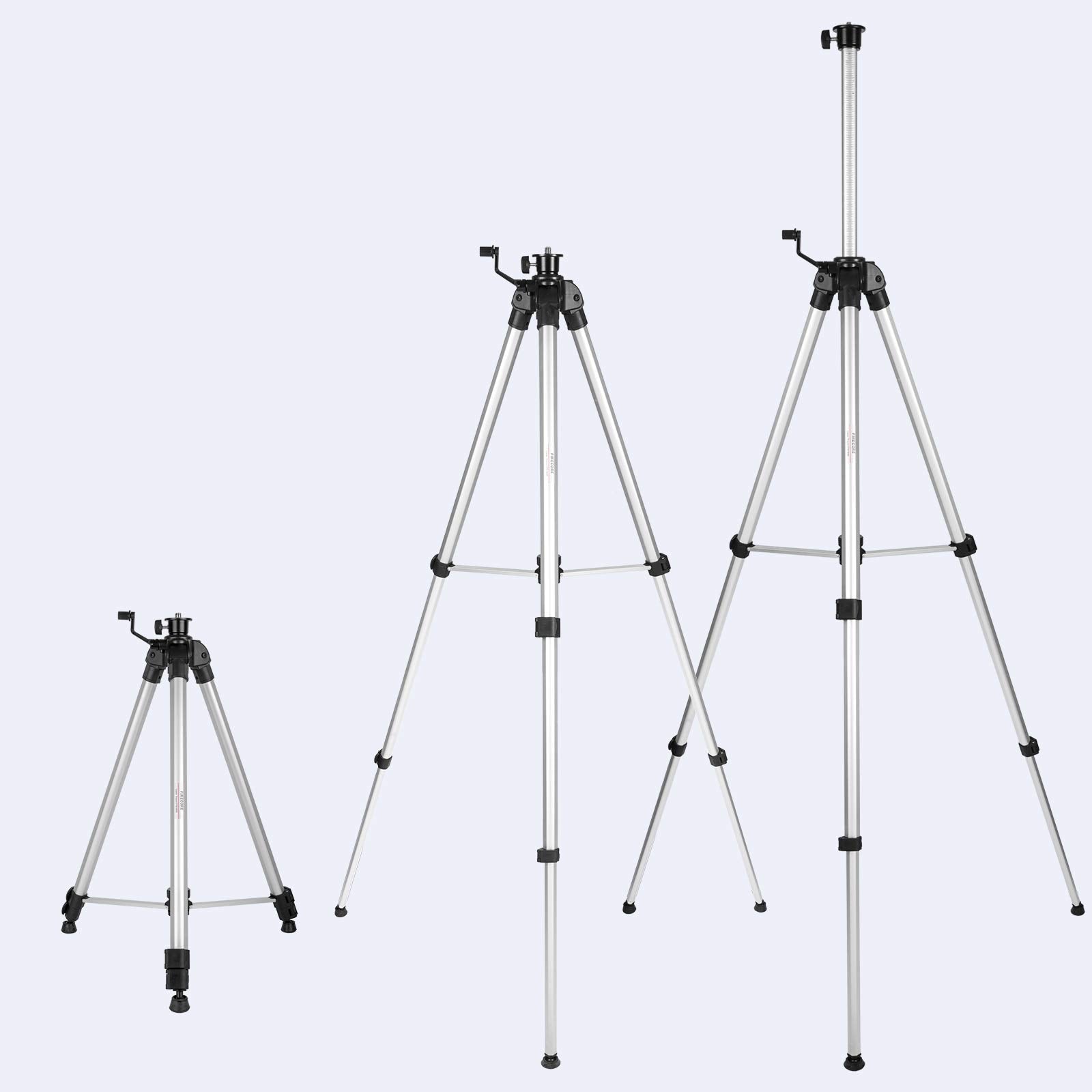 Firecore 71-Inch Aluminum Alloy Laser Tripod with Adjustable Legs, 1/4"-20 Thread, Extra 5/8"-11 Adapter, Silver, Model 6180D