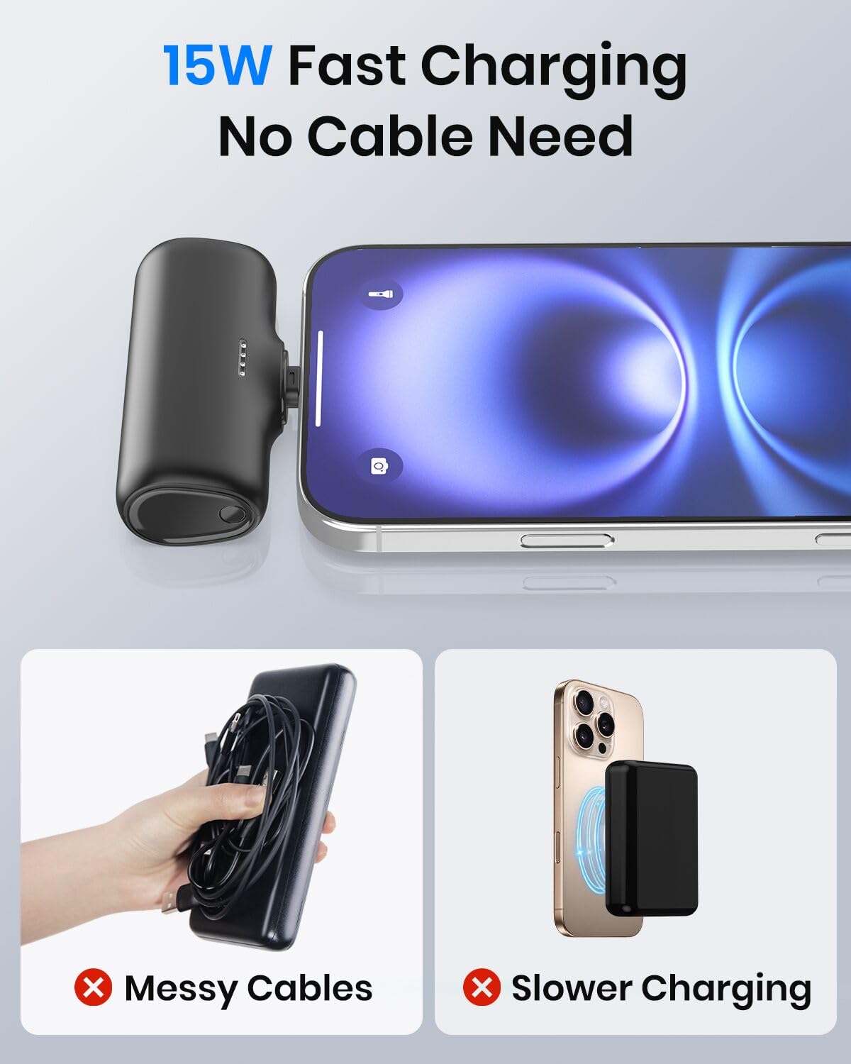 [2-Pack] A Addtop-Mini-Portable-Charger-5000Mah - 15W Fast Charging Portable Phone Charger Ultra-Compact Usb C Battery Pack For