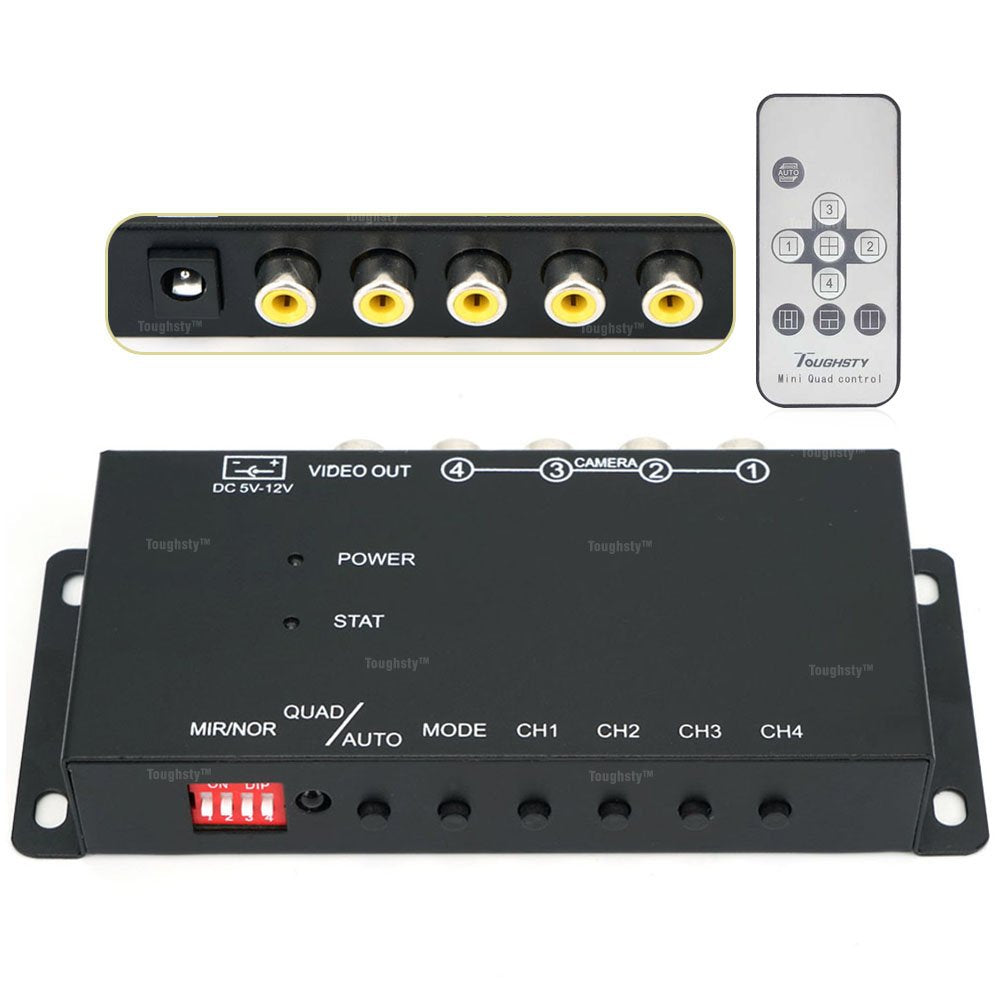 Toughsty 4Ch Mini Color Video Quad Splitter Multiplexer Processor Switcher For Cctv Security Camera