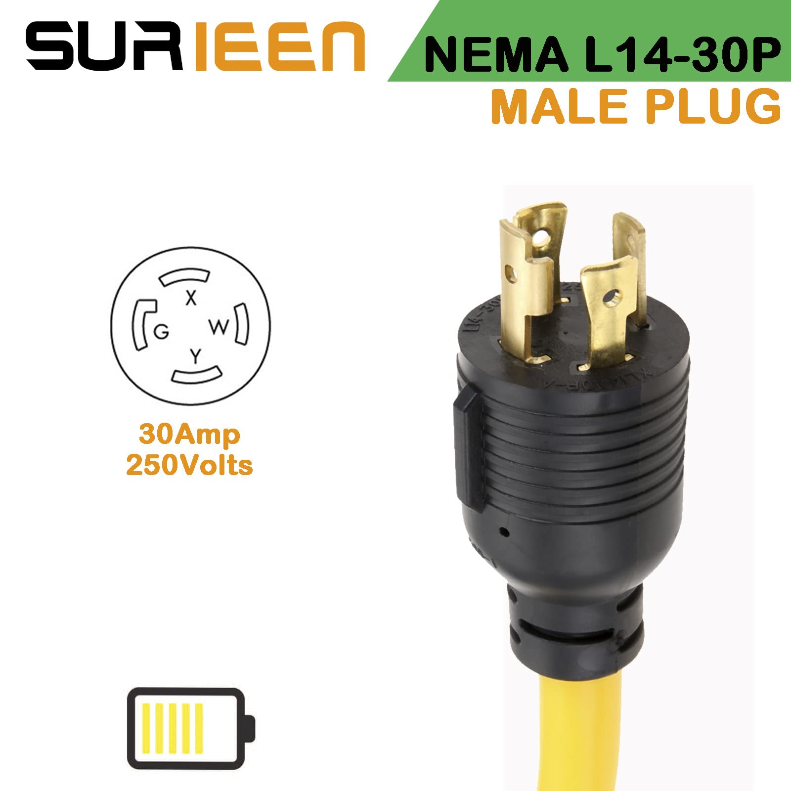 Nema L14 30P To 6 50R Generator Power Cord Welder Adapter, 1.5Ft 4 Prong To 3 Prong Generator To Welder Adapter Power Cord 125/2