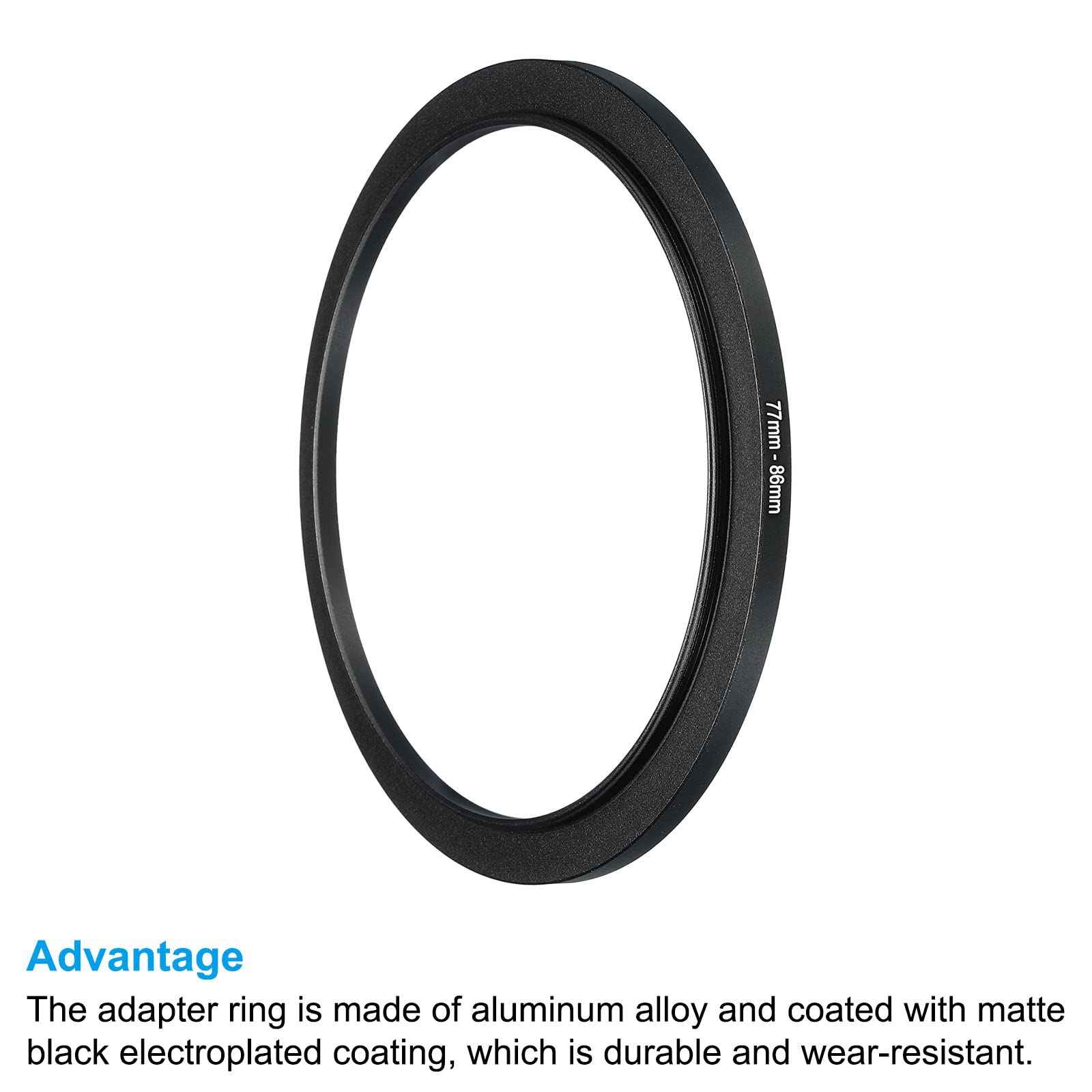 Patikil 77Mm 86Mm Metal Step Up Ring, Camera Lens Filter Adapter Ring Aluminum Filter Adapter Ring For Camera Lenses Hood, Black