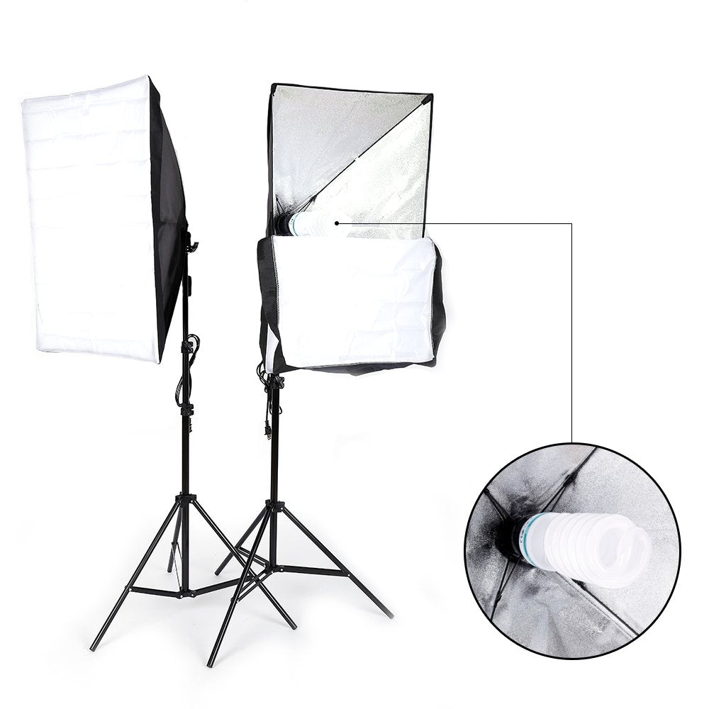 Kshioe Photography Softbox Lighting Kit, Youtube Starter Kit, Photo Equipment Soft Studio Light With Light Stands And Convenient