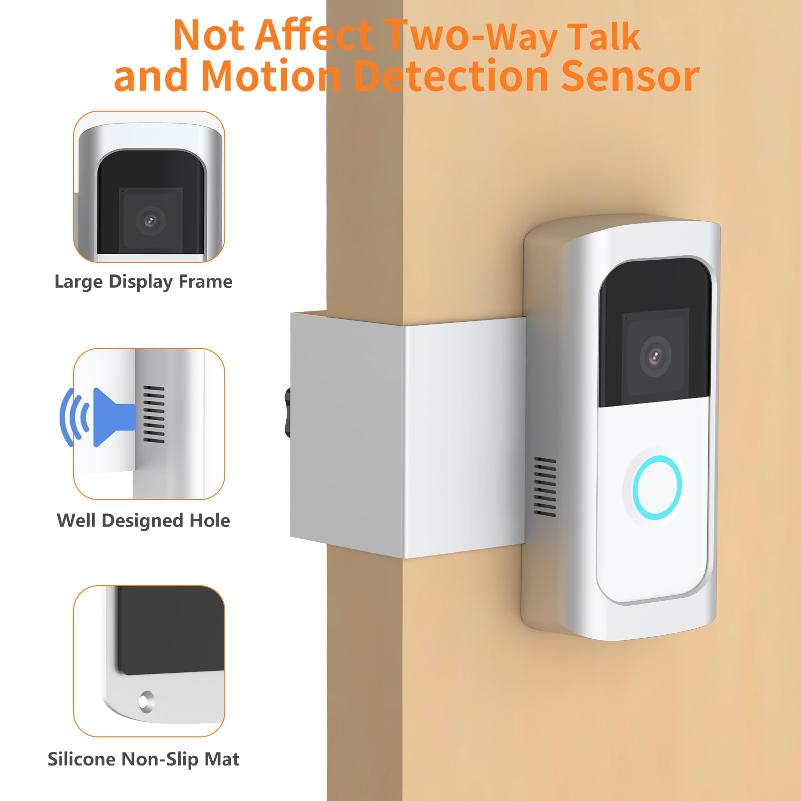 Anti Theft Video Doorbell Mount, Doorbell Door Bracket No Drilling Compatible With Ring Video Doorbell 2/ (2020 Release)/ Batter