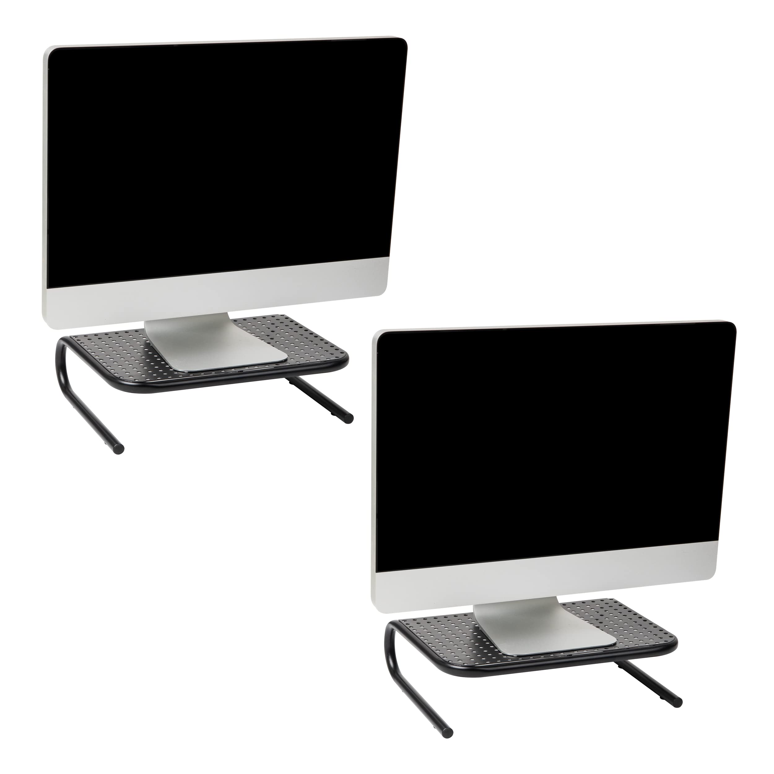 Mind Reader Monitor Stand, Ventilated Laptop Riser, Desktop Organizer, Metal, 14.5'L x 11.25'W x 4.25'H, Set of 2, Black