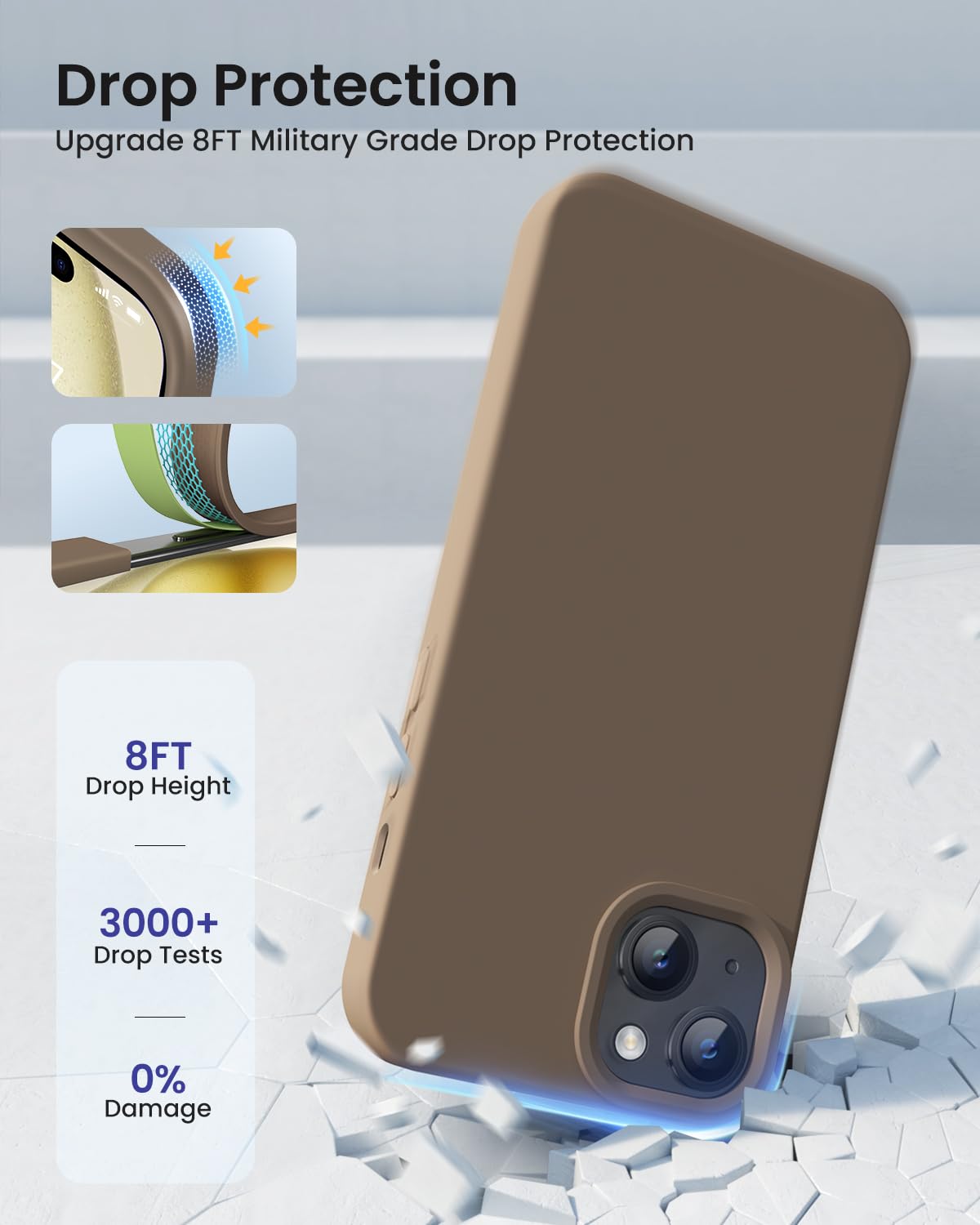 Designed For Iphone 15 Case, Silicone Phone Case [Military Grade Drop Protection] [Anti Scratch Microfiber Lining] Silicone Ultr