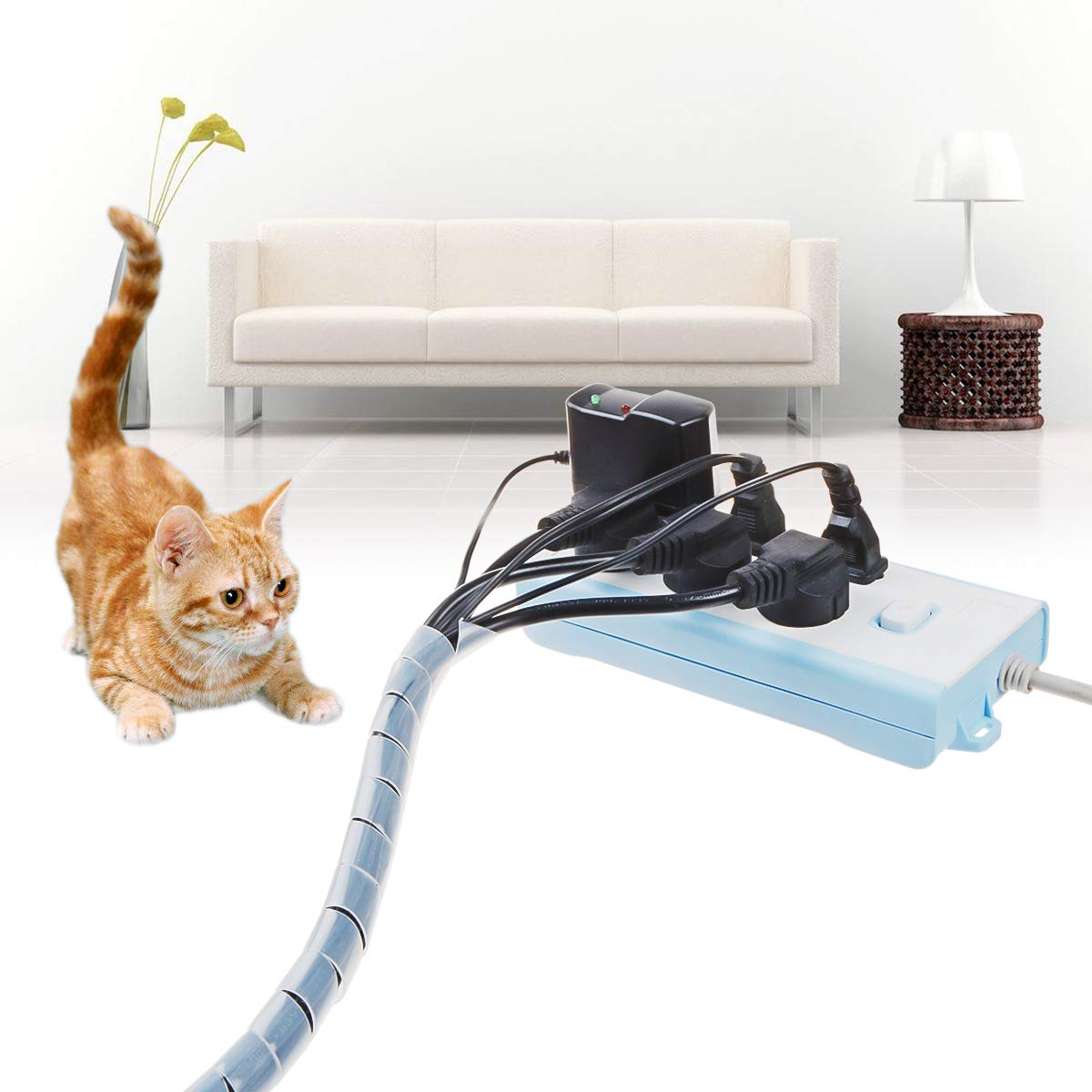 65Ft Xhf 4Mm(Wrapping Range:1.5Mm 10Mm) Clear Spiral Cable Wrap Cord For Computer Electrical Wire Organizer Sleeve Hose Rohs