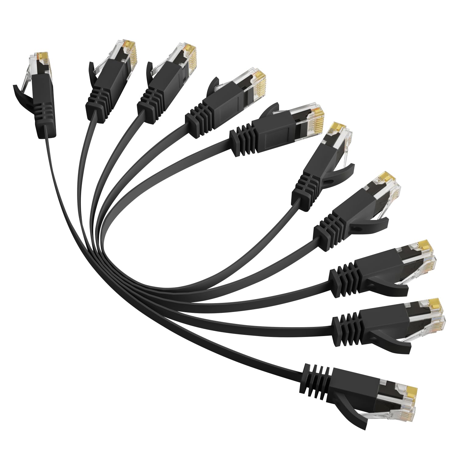 Elecan Cat 6 Flat Ethernet Cable 1 Ft/5 Pack, High Speed Slim Short Patch Cables Internet Cables, 30 Awg Pure Copper 10Gbps 500M