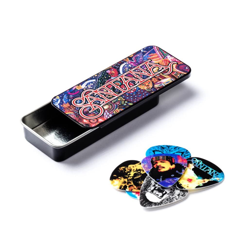 Dunlop Sanpt02H Carlos Santana Pick Tin, Assorted, Heavy, 6 Picks/Tin
