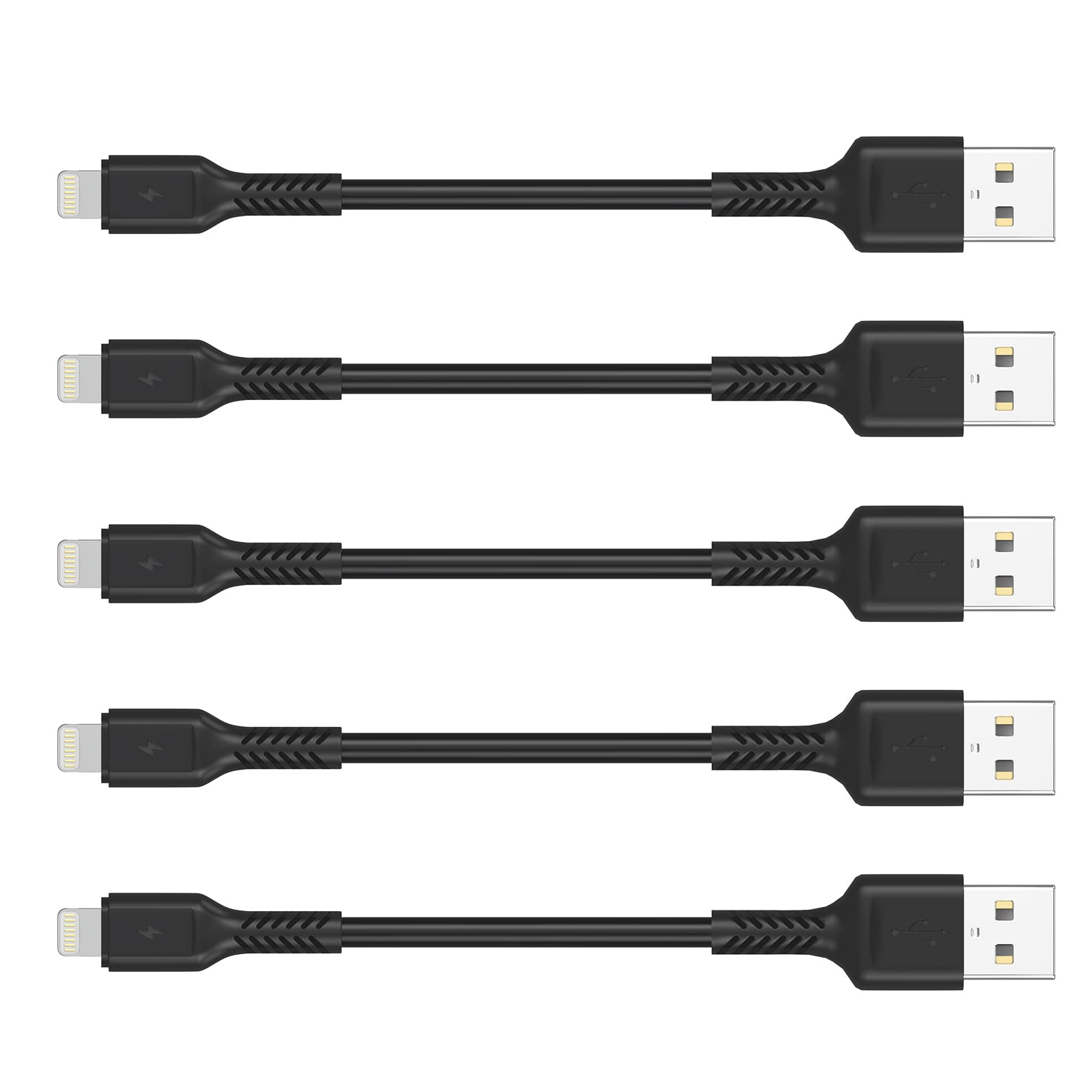Uliftus 4 Inch Iphone Charging Cable Short Usb To Lightning Cable Small Iphone Charger Cord 5 Pack  Black