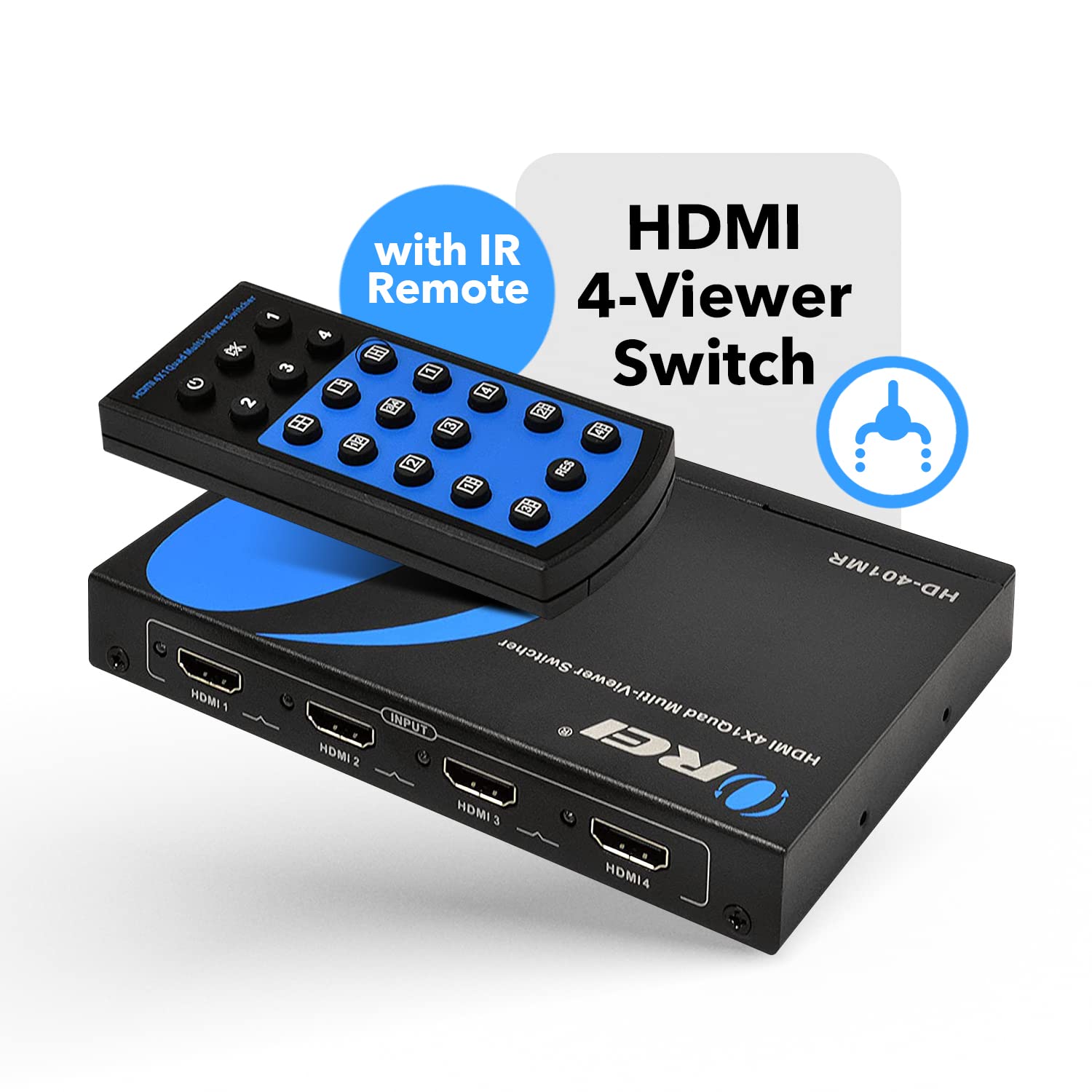 Orei Hdmi Multi Viewer 4X1 Seamless Hdmi Switch   4 Ports, Ir Remote, Supports Up To 1080P, Security Camera, Hdmi Switch 4 In 1