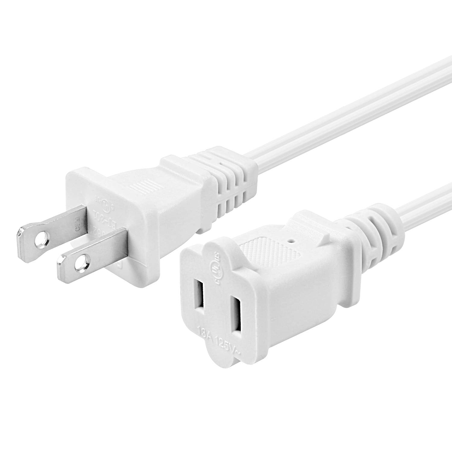 Vseer 2 Prong Extension Cord Us Ac 2 Prong Male And Female Power Cable Spt2 16Awg 13A/125V, Usa Outlet Saver Power Extension Cor