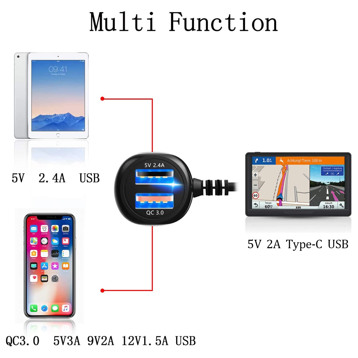 Dash Cam Charger 2024 Upgraded Usb C Car Charger With Dual Usb Port Compatible With, Rexing, Byakov, Akaso, Crosstour, Trekpow, Pruveeo, Oldshark, Garmin And Most Other Dash Cam (11.5Ft)