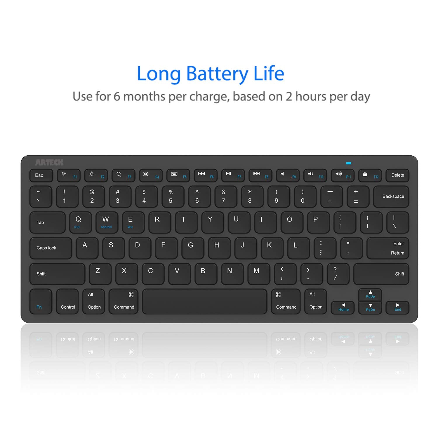 Arteck Ultra Slim Keyboard Compatible With Ipad 10.2 Inch/Ipad Air/Ipad 9.7 Inch/Ipad Pro/Ipad Mini, Iphone And Other Bluetooth