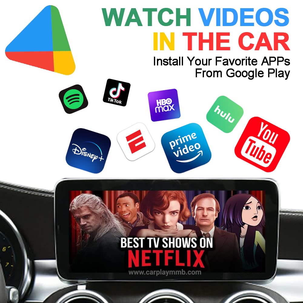 Onince Wireless Carplay Adaper With Netflix, 4+64G Carplay Box 2.0 Pro With Youtube Disney+, Work With Both Iphones And Android