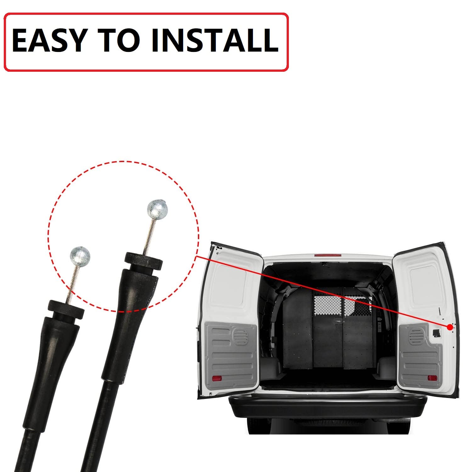 VKVXCLON Black Rear Right Door Latch Cable for Ford E150 E250 E350 E450 E550 Econoline Van 1992-2014, Replaces 8C2Z