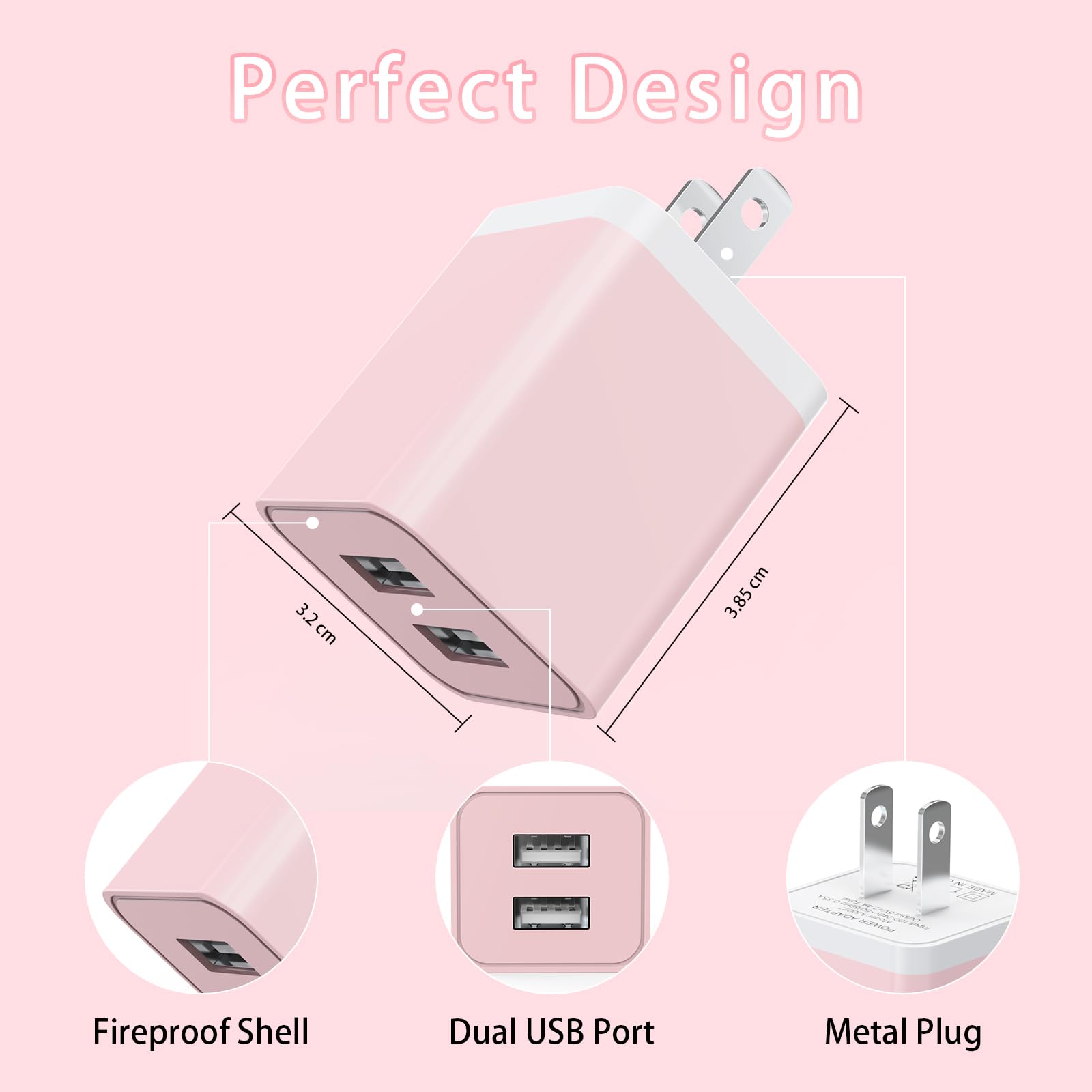 Igenjun 5Pack Iphone Charger, Dual Port Usb Wall Charger Block Adapter With Long 6Ft Lightning Cable Fast Charging Data Sync Cor