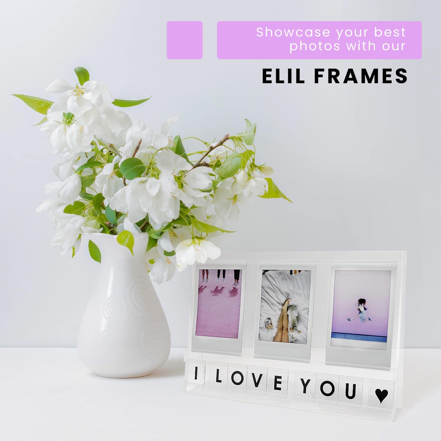 Elil Instax Frame For Fujifilm Instax Mini Film Accessories, Acrylic Frame Desktop Instax Picture Display With Personalized Mess