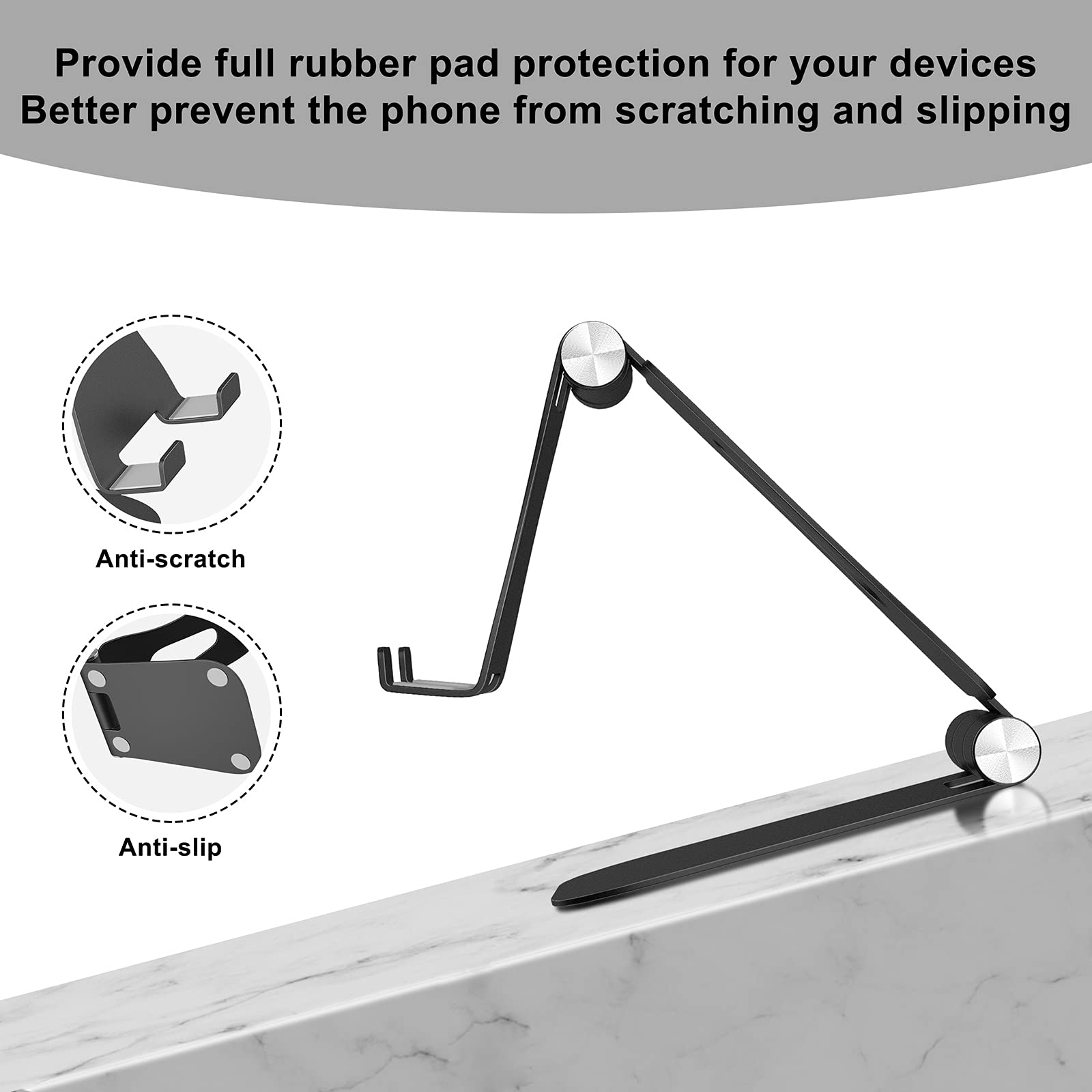 Yoshine Cell Phone Stand, Upgraded Phone Stand For Desk, Adjustable Tablet Stand, Foldable Portable Aluminum Phone Holder, Cradl