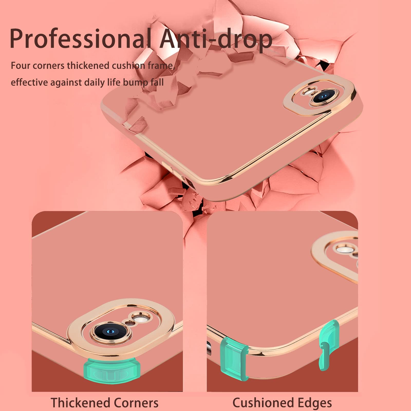 Lafunda Compatible With Iphone Xr Case,Cute Luxury Plating Cases For Women Girls Elegant Golden Edge Pretty Shockproof Tpu Bumpe