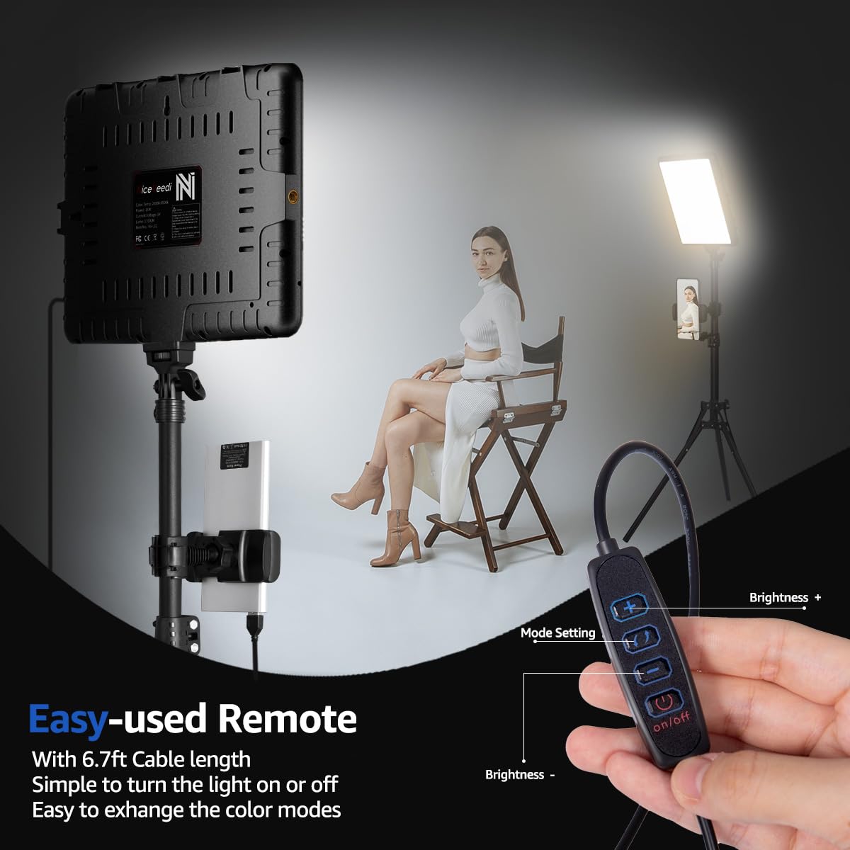 2 Pack Led Video Light Kit, Niceveedi Studio Light, 2800 6500K Dimmable Photography Lighting Kit With Tripod Stand&Phone Holder,