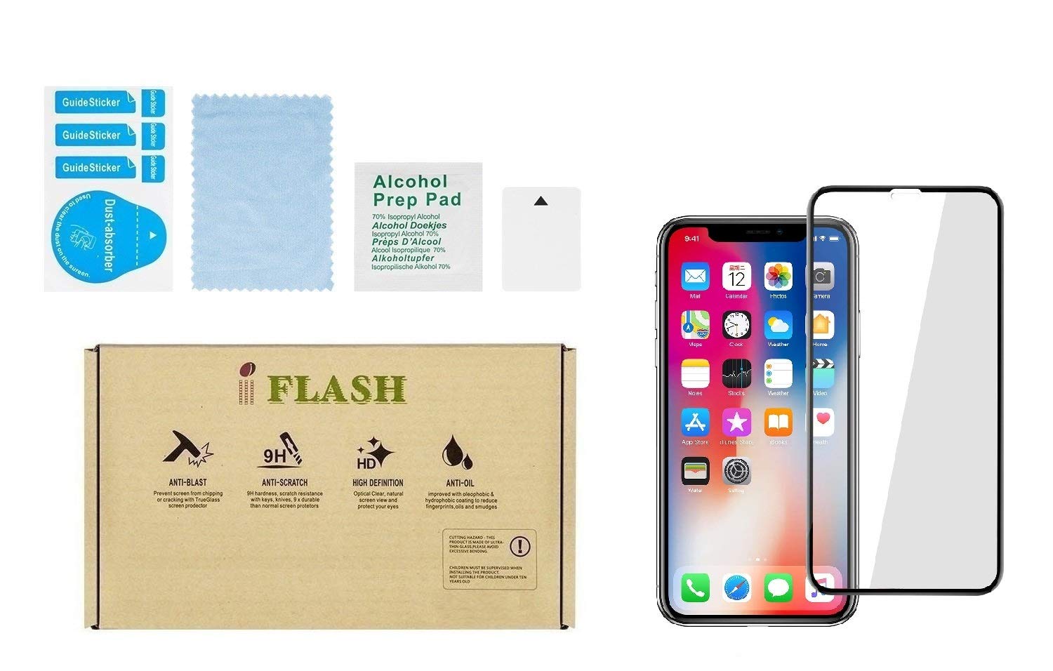 Iflash Iphone Xs Max, Iphone 11 Pro Max Full Coverage Glass Screen Protector, Full Cover Tempered Glass Screen Protector For App