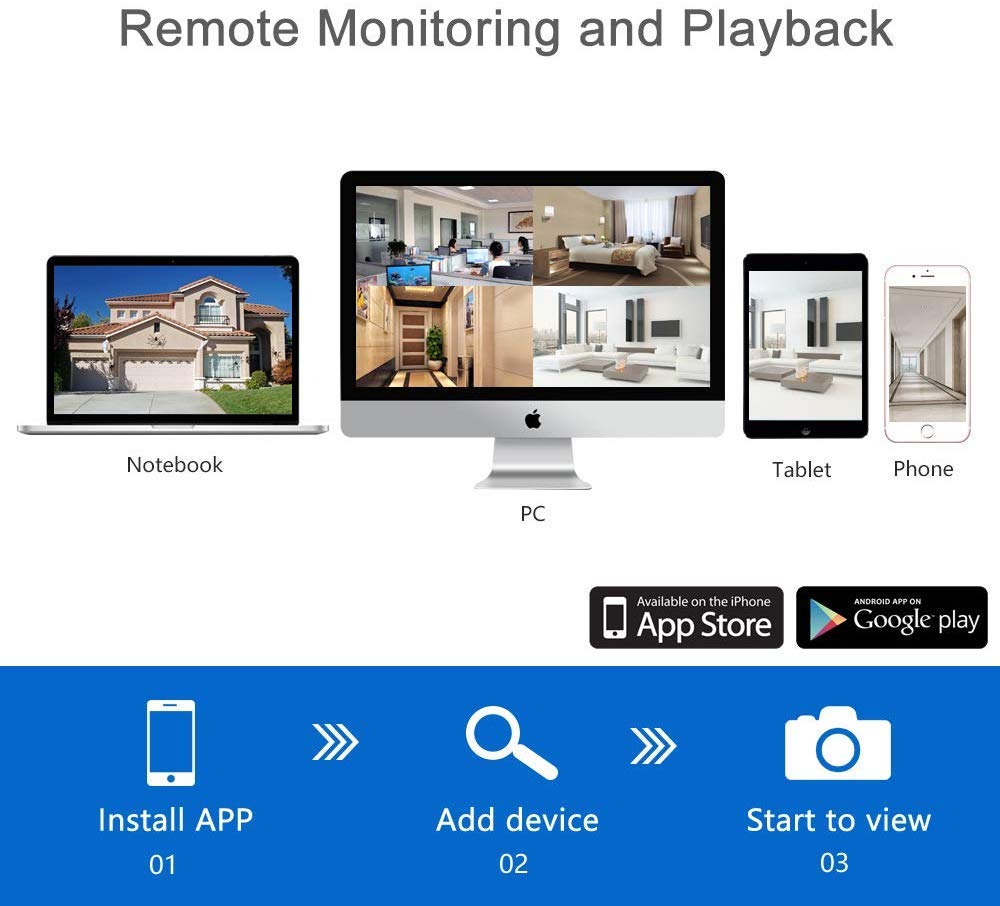 Security Camera System Wireless,Firstrend 1080P 8Ch Wireless Home Security Systems With 4 Pcs 2Mp Full Hd Cameras 1Tb Hdd Night Vision Motion Detection App For Indoor Outdoor Video Surveillance