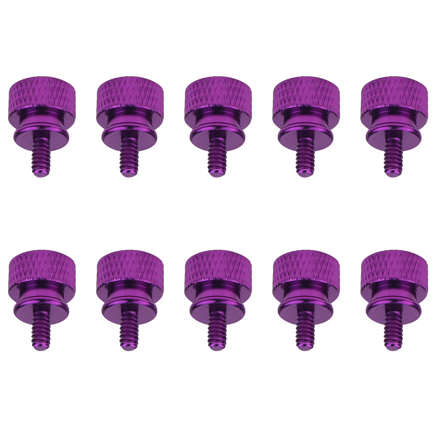 Helifouner 10 Pieces 6 32 Thread, Purple Color Anodized Aluminum Computer Case Thumbscrews, Thumb Screws For Computer Case/Cover