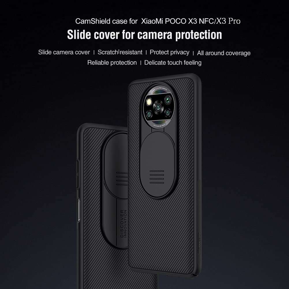 Wvozwwo For Xiaomi Poco X3 Nfc Case, Nilkkin Camshield Pro Slim Case Protective Cover Case With Camera Protector Hard Pc And Tpu