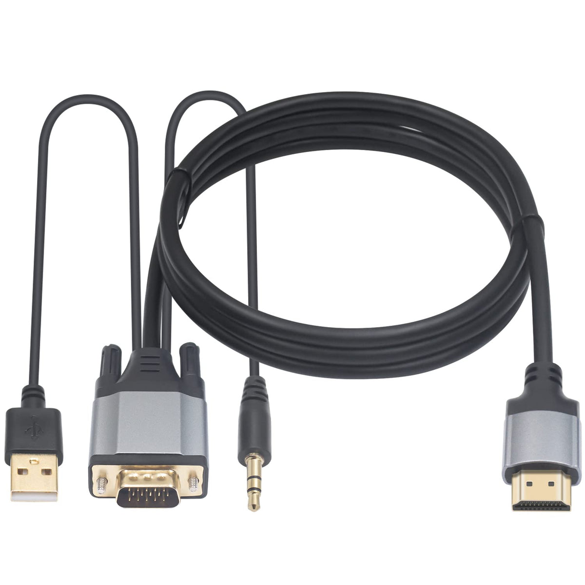 Duttek Vga To Hdmi Adapter Cable 5Ft/1.5M, Vga To Hdmi Cable, Gold Plated 1080P Active Vga Male To Hdmi Male Analog Video Adapte