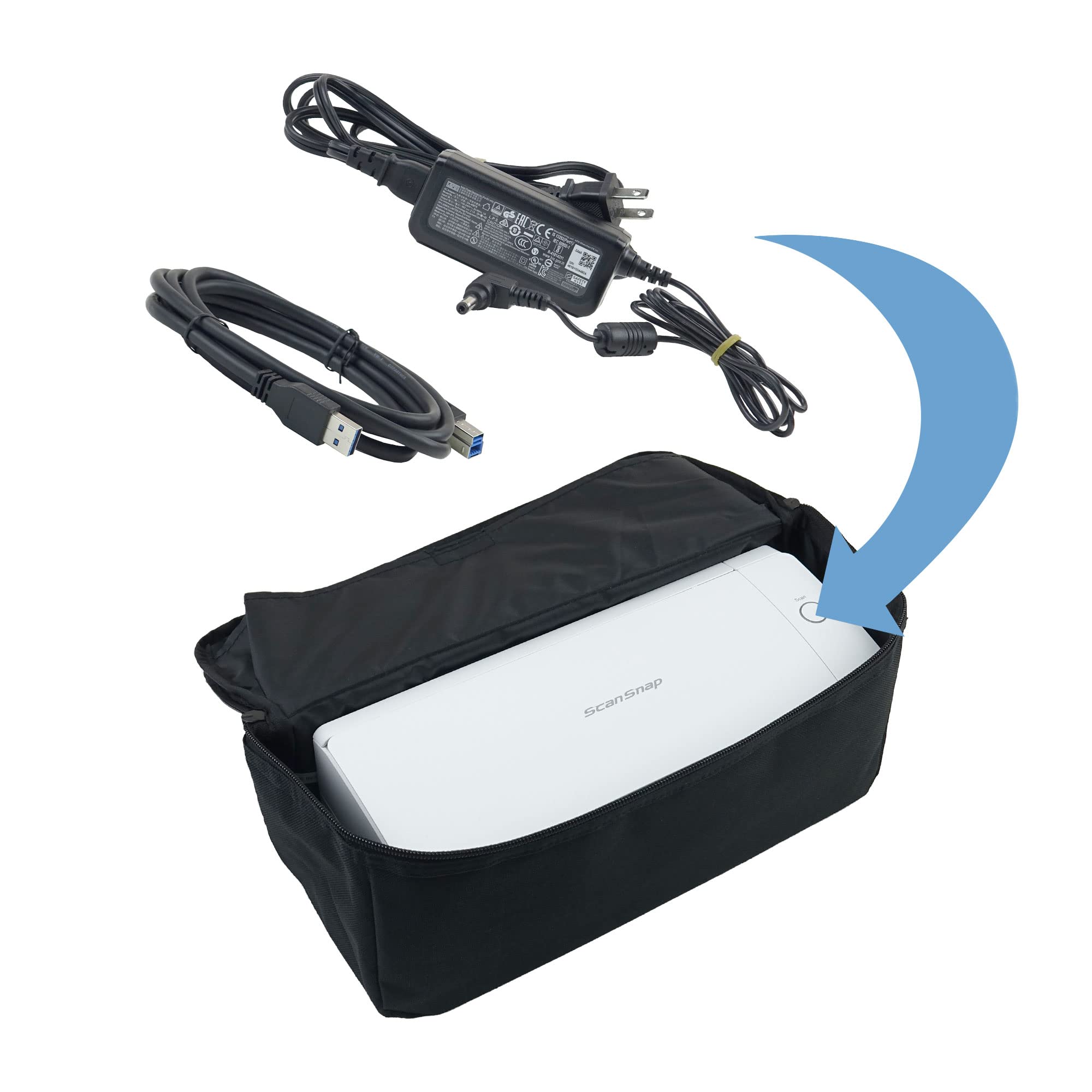 Plustek Compact Document Scanner Carrying Case – Travel Bag for Fujitsu ScanSnap ix1300, Epson & Brother, Dust-Proof & Anti-Static Protection
