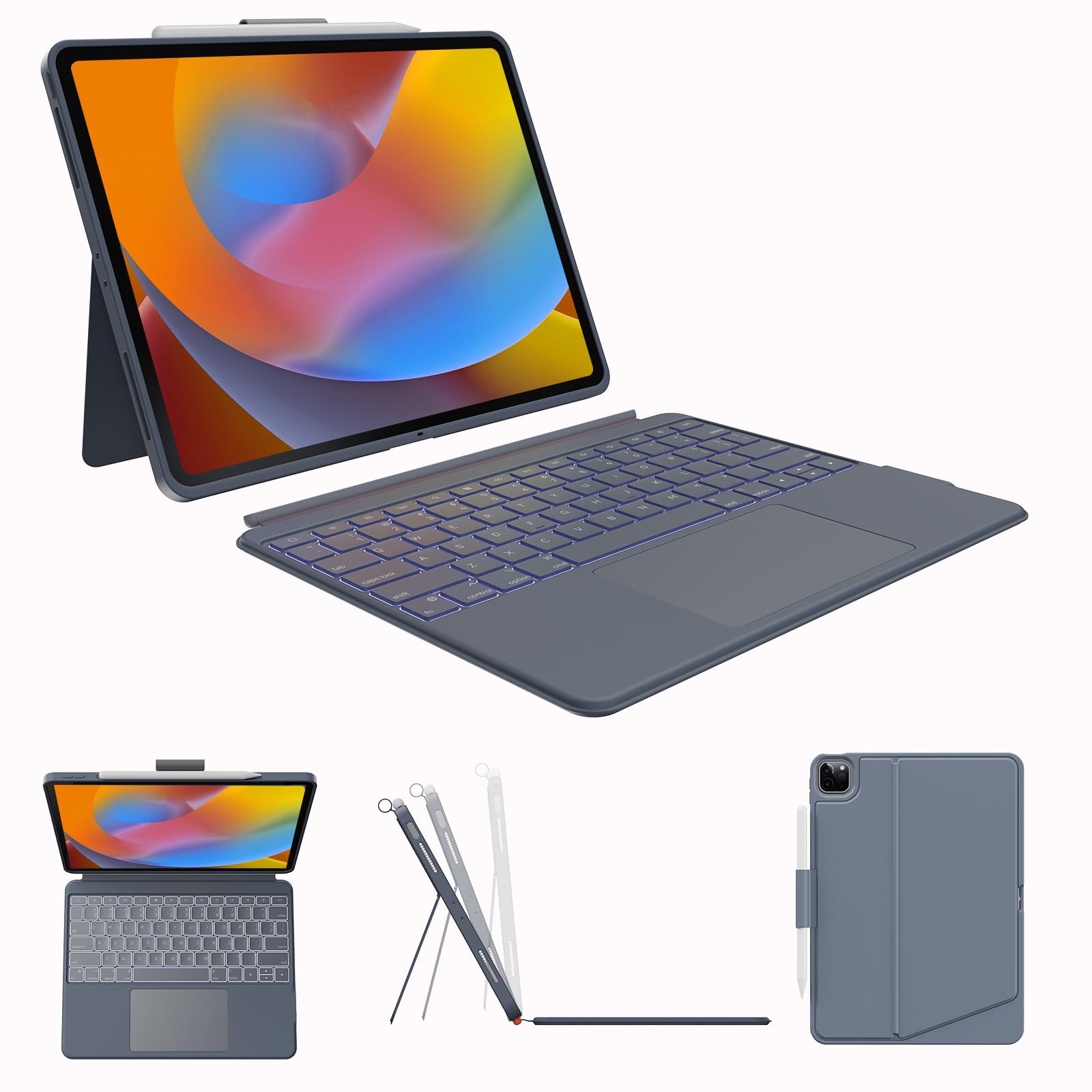 Case with Keyboard for iPad Pro 12.9inch (6th, 5th, 4th Gen), iPad Air 13(M3 2025 / M2 2024): Bluetooth Wireless Detachable Mag