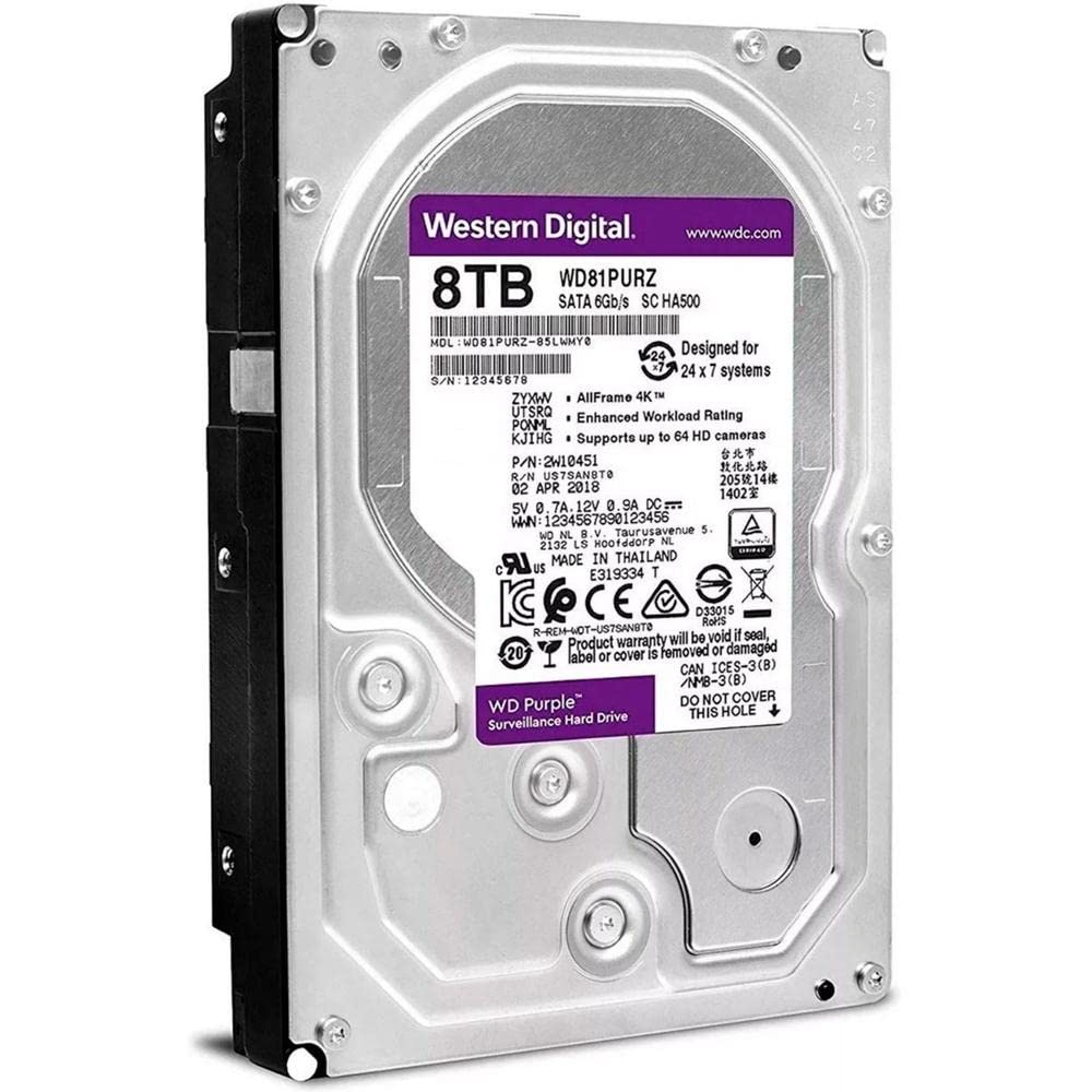 Western Digital 8Tb Wd Purple Surveillance Internal Hard Drive   Sata 6 Gb/S, , 256 Mb Cache, 3.5''   Wd81Purz (Old Version)