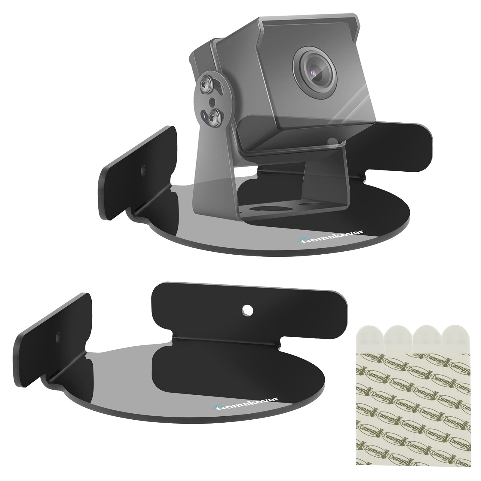 Acrylic Mini Circular Corner Shelf Mount For Security Cameras, Baby Monitors, Speakers, Plants & More, Universal Cam Holder, Eas