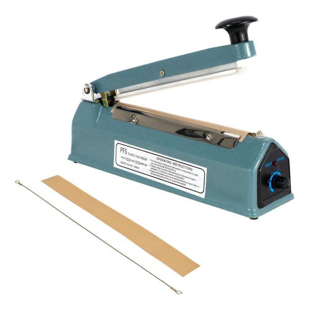 Primetrendz Hand Impulse Sealer Heat Seal Machine Poly Sealing With Element Grip And Teflon 8' (Inch)