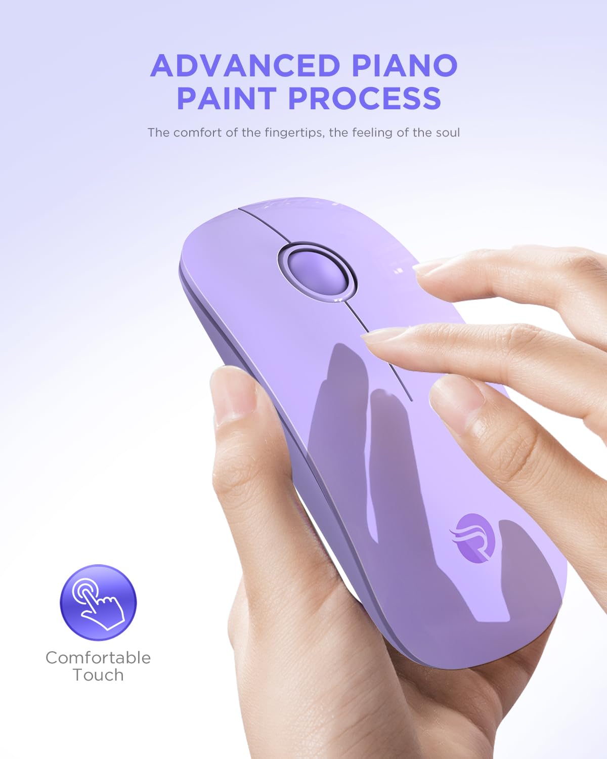 Rapique Wireless Bluetooth Mouse, Purple, 1600 Dpi, Long Battery Life, Dual Connectivity, Quiet Click, High Precision Optical Tr