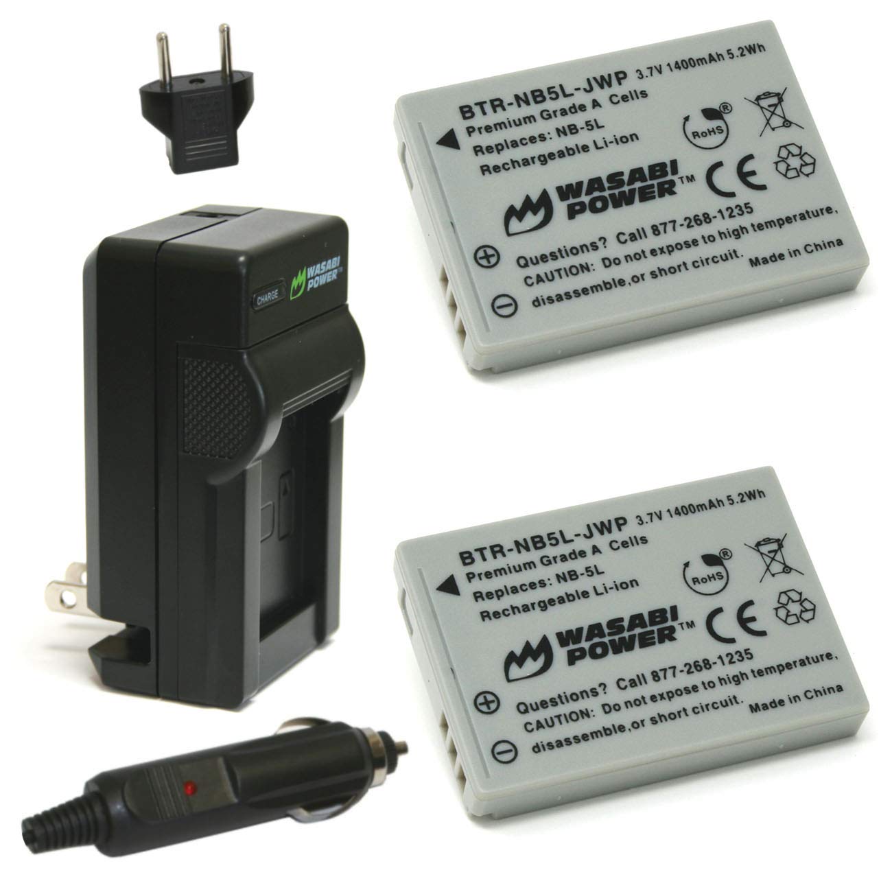 Wasabi Power Battery (2 Pack) And Charger For Canon Nb 5L And Canon Powershot S100, S110, Sd700 Is, Sd790 Is, Sd800 Is, Sd850 Is