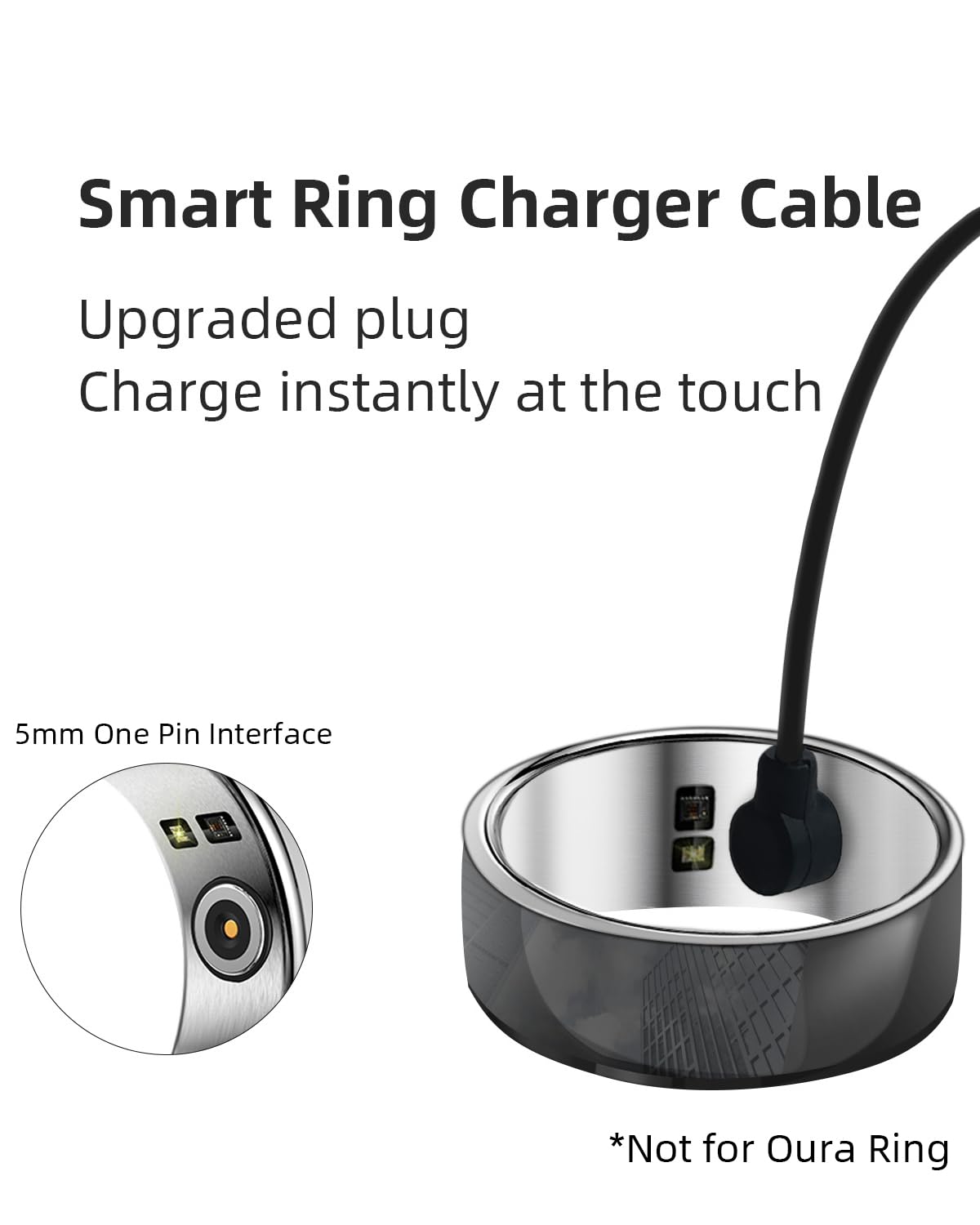 Makcpoimer Smart Ring Charger Cable, Smart Hand Fitness Ring Watch Charger (2P)