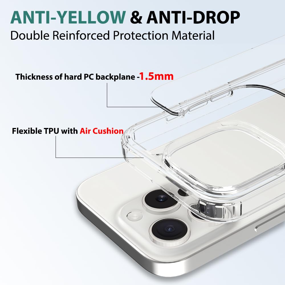 Pinlisheng Crystal Clear For Iphone 16 Pro Case [Military Grade Protection] Shockproof Protective Hard Back Slim Iphone 16 Pro P