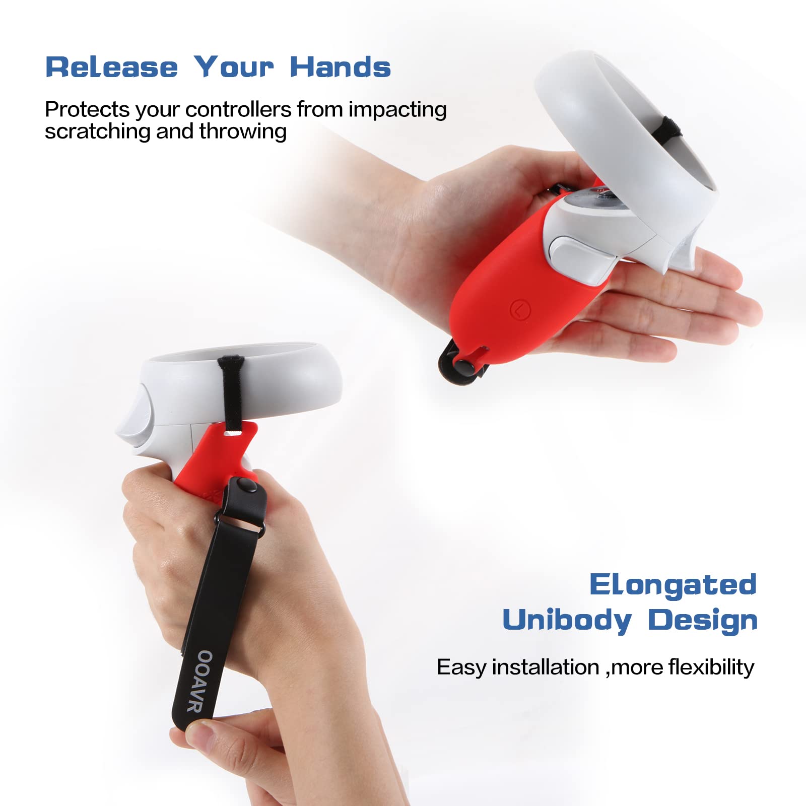 Ooavr Controller Grips Cover For Oculus Quest 2,Vr Silicone Face Pad,Lens Protection Cover,Thumbstick Covers(Red/4Pcs Set)