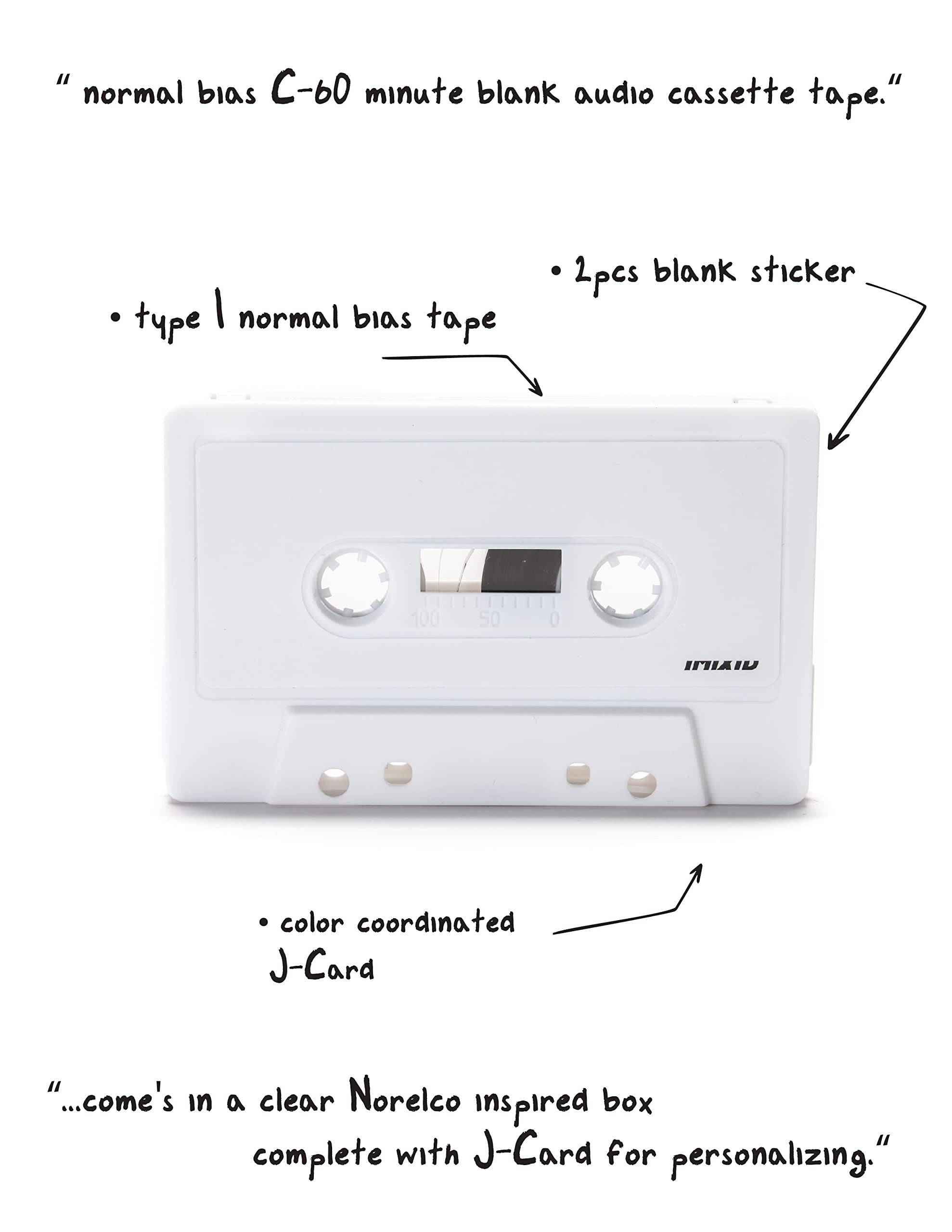 Fydelity 5 Piece Blank Cassette Tape Storage Set   Features 60 Minutes Clear Tape Cassette Storage For Recording Blank Audio   W